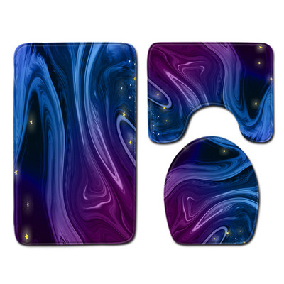 Tualetes paklājiņš vannas istabā Ūdensizturīgs pretslīdošs pēdu paklāja komplekts Gradient Stripes Print Vannas paklājiņš Mājas apdares paklājs