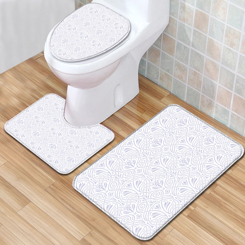 Tualetes paklājiņš vannas istabā Ūdensizturīgs pretslīdošs pēdu paklāja komplekts Gradient Stripes Print Vannas paklājiņš Mājas apdares paklājs