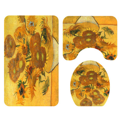 Zeegle vannas paklājiņa komplekts ar dušas aizkaru dabīgā raksta vannas aizkaru pjedestāla paklājs, mazgājams durvju paklājiņš, neslīdošs tualetes kāju paklājs