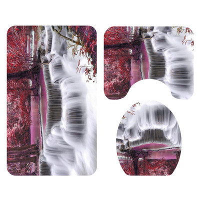 Zeegle vannas paklājiņa komplekts ar dušas aizkaru dabīgā raksta vannas aizkaru pjedestāla paklājs, mazgājams durvju paklājiņš, neslīdošs tualetes kāju paklājs