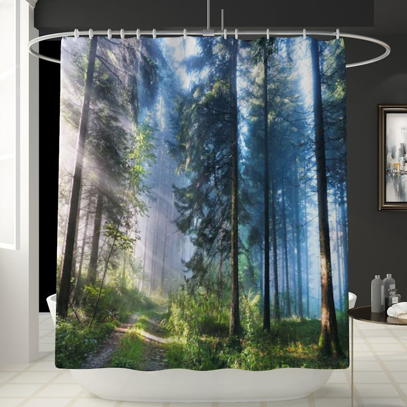 Zeegle vannas paklājiņa komplekts ar dušas aizkaru dabīgā raksta vannas aizkaru pjedestāla paklājs, mazgājams durvju paklājiņš, neslīdošs tualetes kāju paklājs