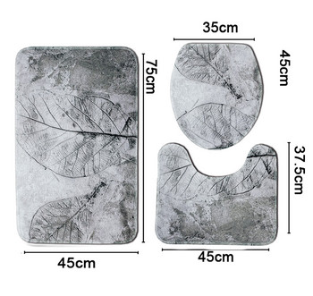 Подложка за баня за листа за баня Шарка Килим за тоалетна Подложка за капак на тоалетна Подложка за покриване на капака Комплект килими за баня Килим за баня Подложка за баня