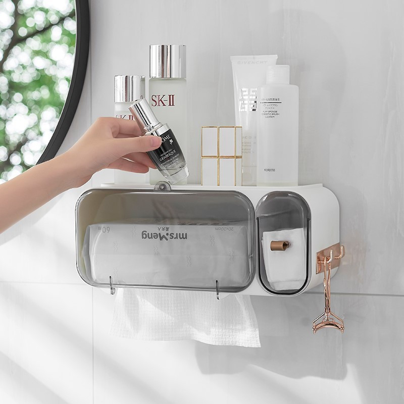 Vienreizējās lietošanas sejas dvieļu uzglabāšanas kaste Pie sienas montējama, neporaina, putekļu necaurlaidīga kokvilnas plaukts Mājsaimniecības papīra dvieļu plaukts Vannas istabas piederumi