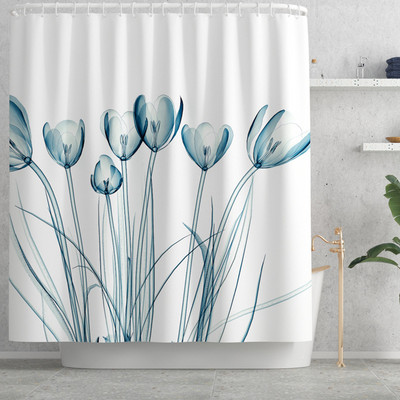 Ar ziediem apdrukātu vannas istabas paklāju paklāju vannas paklājiņa komplekts Poliestera ūdensnecaurlaidīgs dušas aizkaru mājas dekors tualetes paklājiņš pret slīdēšanu kājām