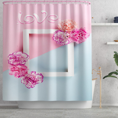 Ar ziediem apdrukātu vannas istabas paklāju paklāju vannas paklājiņa komplekts Poliestera ūdensnecaurlaidīgs dušas aizkaru mājas dekors tualetes paklājiņš pret slīdēšanu kājām