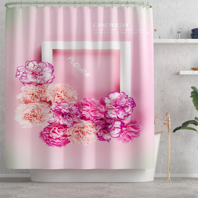 Ar ziediem apdrukātu vannas istabas paklāju paklāju vannas paklājiņa komplekts Poliestera ūdensnecaurlaidīgs dušas aizkaru mājas dekors tualetes paklājiņš pret slīdēšanu kājām