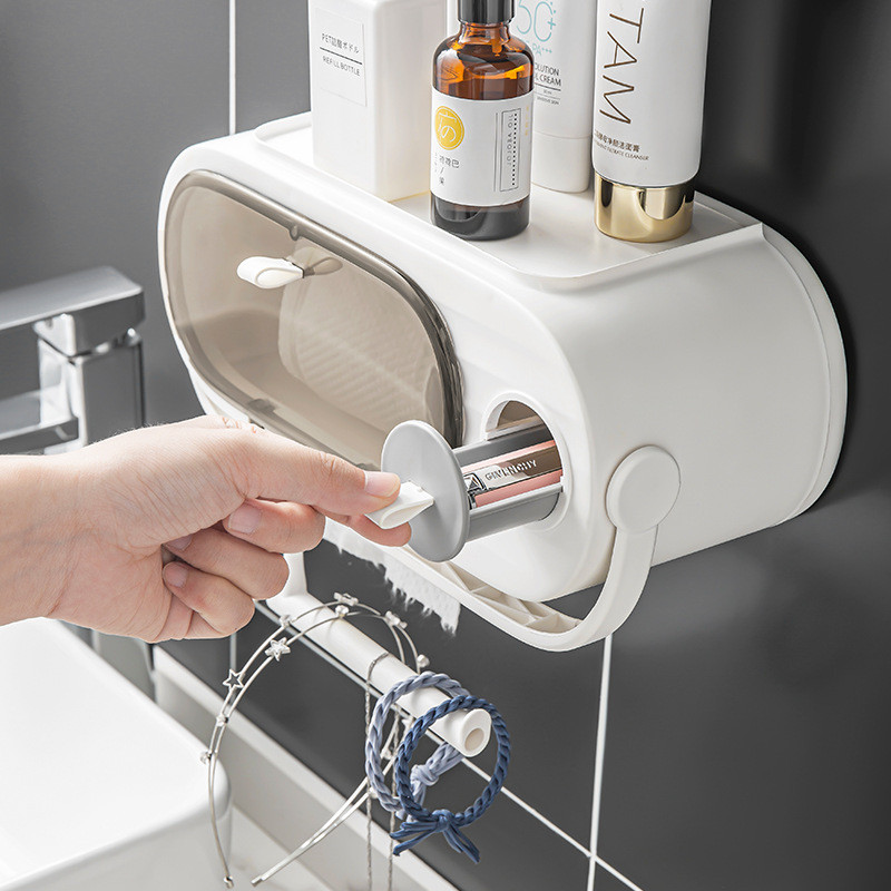 Radio tualetes audu kastīte bez perforatora Sienā uzstādīta ūdensnecaurlaidīga rullopapīra turētājs tīrīšanas dvieļu plaukts vannas istabas organizatora papīra kaste