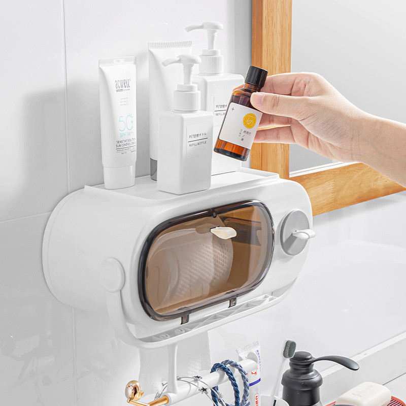 Radio tualetes audu kastīte bez perforatora Sienā uzstādīta ūdensnecaurlaidīga rullopapīra turētājs tīrīšanas dvieļu plaukts vannas istabas organizatora papīra kaste