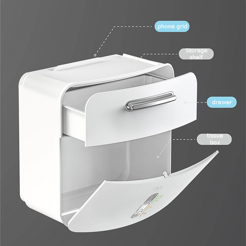 Zidna kutija za maramice Višenamjenski kupaonski stalak za pohranu Vodootporan i izdržljiv držač rolne papira Kupaonski pribor