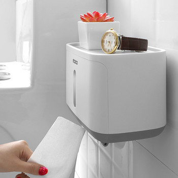 Креативна непореста кутия за кърпички, монтирана на стена кутия за съхранение на тоалетна, водоустойчива и прахоустойчива стойка за тоалетна, комплект аксесоари за баня