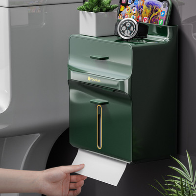 2 slāņu tualetes papīra turētājs Ūdensnecaurlaidīgs balts salvešu kastīte rullopapīra dozators Glabāšanas organizators Tālruņa paliktnis Vannas istabas izstrādājums