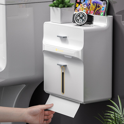 2 slāņu tualetes papīra turētājs Ūdensnecaurlaidīgs balts salvešu kastīte rullopapīra dozators Glabāšanas organizators Tālruņa paliktnis Vannas istabas izstrādājums