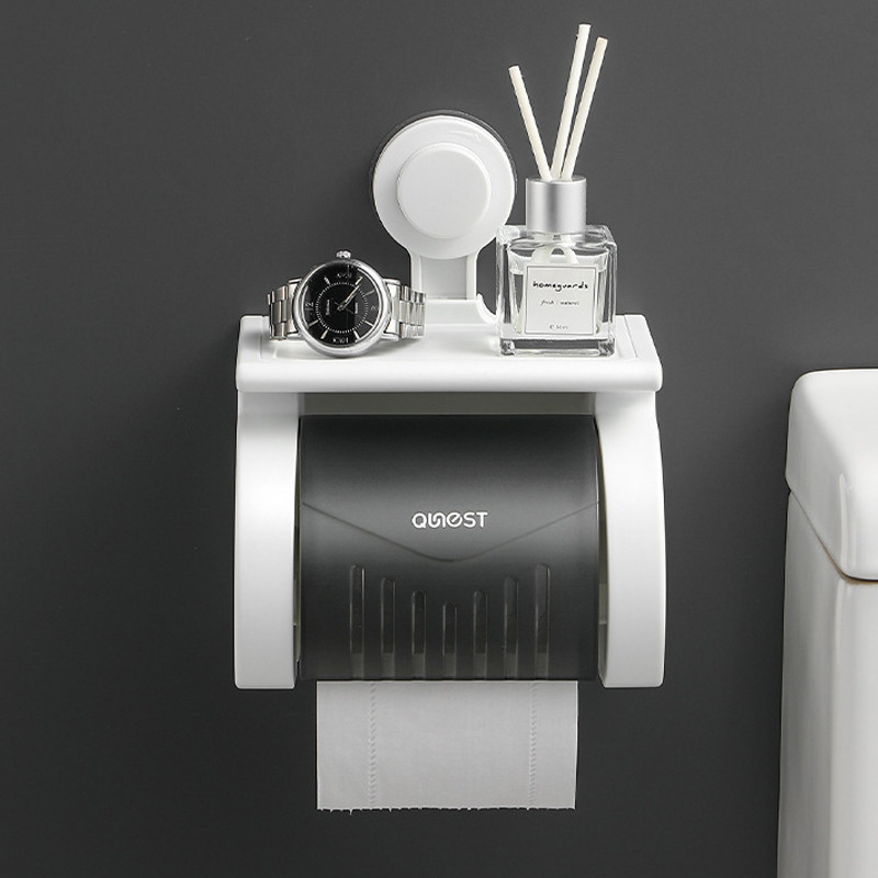Rullīša papīra turētājs pie sienas stiprināms tualetes papīra glabāšanas statīvs Ūdensnecaurlaidīgs vāks Tālruņa uzglabāšanas paplāte Piekarināms organizators Vannas istabas piederumi