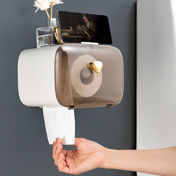 Държач за тоалетна хартия Elk Квадратна кутия за кърпички без пробиване Пластмасова водоустойчива стойка за съхранение на хартиени кърпи Тръбна тава Водоустойчив органайзер
