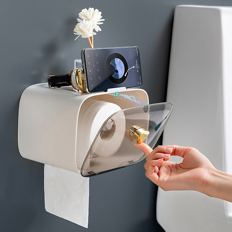 Aļņa tualetes papīra turētājs kvadrātveida, bez perforatora auduma kastīte, plastmasas ūdensnecaurlaidīga papīra dvieļu glabāšanas plaukta caurules paplāte ūdensizturīgs organizators