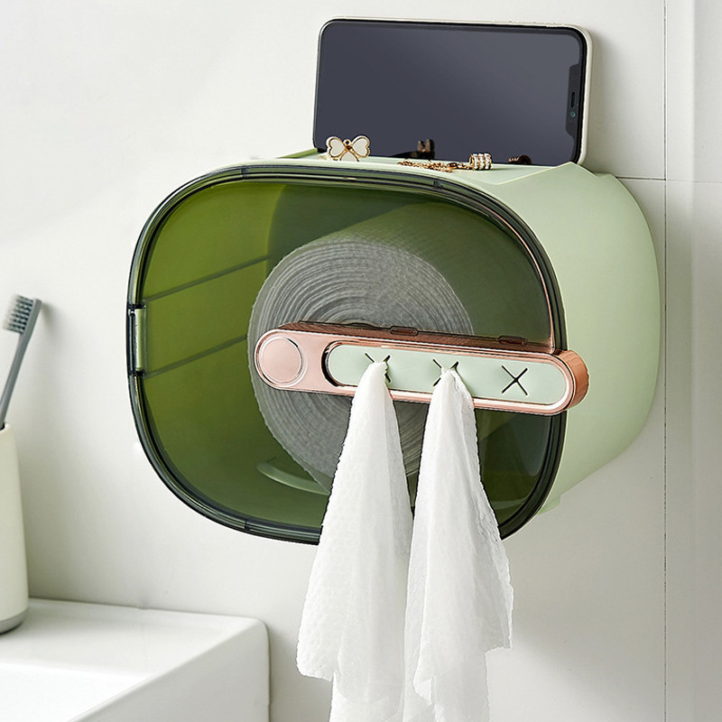 Sejas dvieļu rullīšu turētājs Dvieļu āķi pie sienas stiprināms tualetes papīra plaukts salvešu uzglabāšanas kaste Plastmasas tālruņa paliktnis Vannas istabas piederumi