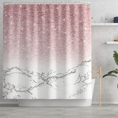 Sudraba marmora apdrukāts paklājs vannas istabai, neslīdošs vannas paklājs, paklājs vannas istabas tualetes paklājs Poliestera ūdensnecaurlaidīgs dušas aizkaru komplekts