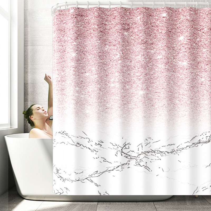 Sudraba marmora apdrukāts paklājs vannas istabai, neslīdošs vannas paklājs, paklājs vannas istabas tualetes paklājs Poliestera ūdensnecaurlaidīgs dušas aizkaru komplekts