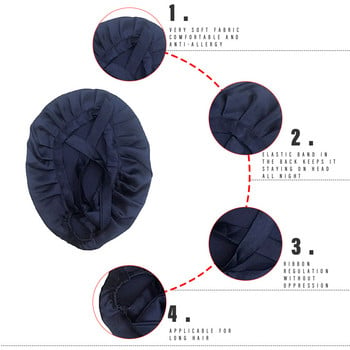 Women Mulberry Silk Night Sleeping Cap Head Wrap Bowknot Turban Preded Fitted Bandana Chemo Cap Nightcap Ασθενείς με τριχόπτωση