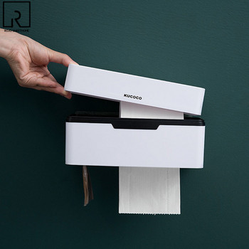 Кутия за съхранение на тоалетна хартия Бяла ролка Поставка за хартиени кърпи Кухненски държач за кърпички Поставка за окачване на стена Рафт за баня Органайзер Дозатор