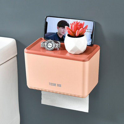 Plastični držač toaletnog papira Zidni vodootporni organizator za pohranu maramica Polica za telefon Rola za papir Kupaonski pribor