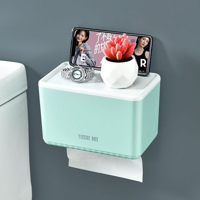 Plastični držač toaletnog papira Zidni vodootporni organizator za pohranu maramica Polica za telefon Rola za papir Kupaonski pribor