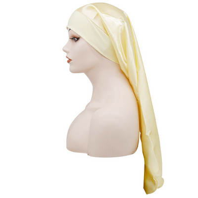 Satiinist ööune müts elastne laia servaga satiinist kapotiga pikad juuksed magamamütsid mähismütsi juuksehoolduskapott naiste tüdrukutele