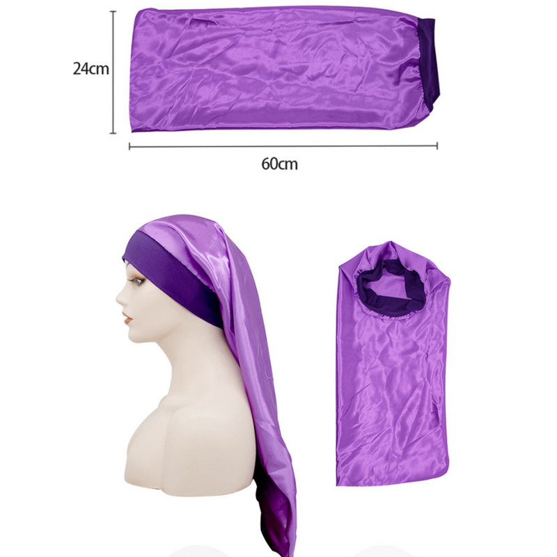 Satiinist ööune müts elastne laia servaga satiinist kapotiga pikad juuksed magamamütsid mähismütsi juuksehoolduskapott naiste tüdrukutele