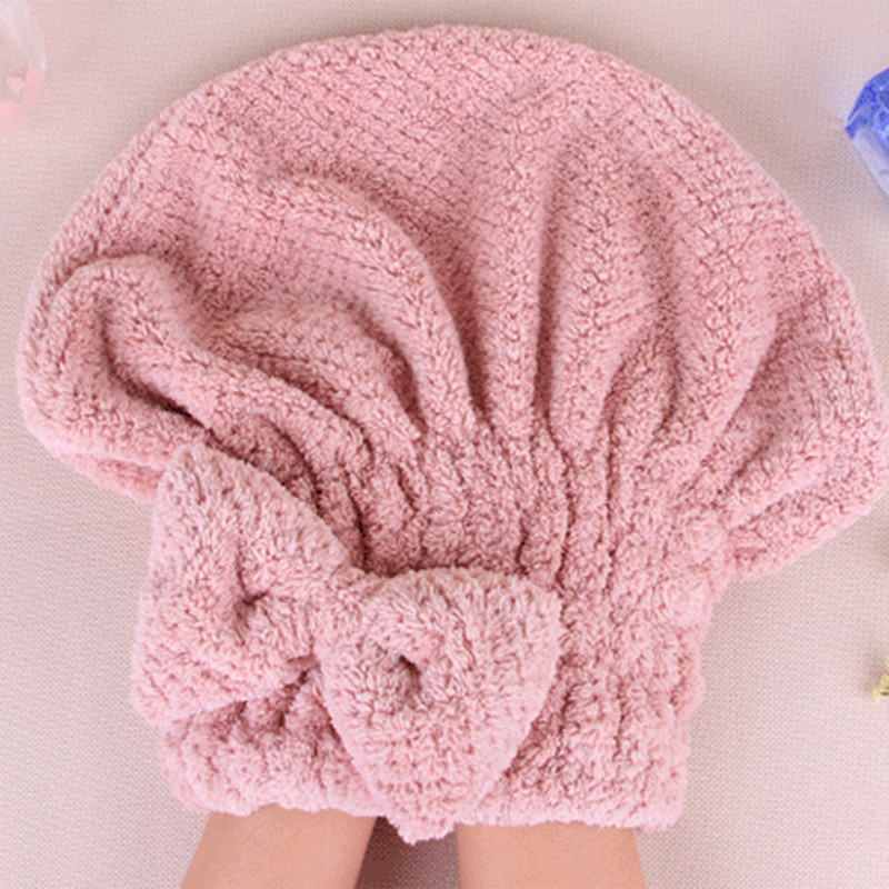 Sieviešu meiteņu uzsūcošs matu žāvēšanas vāciņš Dvieļi poliestera biezināta Bowknot dušas cepure