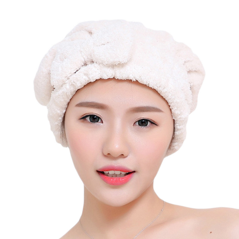 Sieviešu meiteņu uzsūcošs matu žāvēšanas vāciņš Dvieļi poliestera biezināta Bowknot dušas cepure