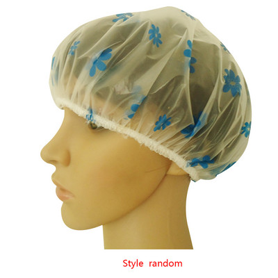 Elastinė vandeniui atspari suaugusiųjų dušo kepurė PE Gėlėta vonios kepurė maudymosi prausimuisi veido makiažo priedai