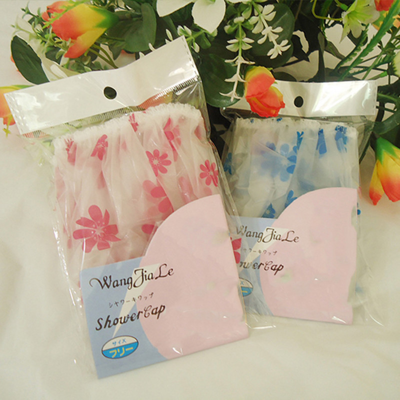 Elastinė vandeniui atspari suaugusiųjų dušo kepurė PE Gėlėta vonios kepurė maudymosi prausimuisi veido makiažo priedai