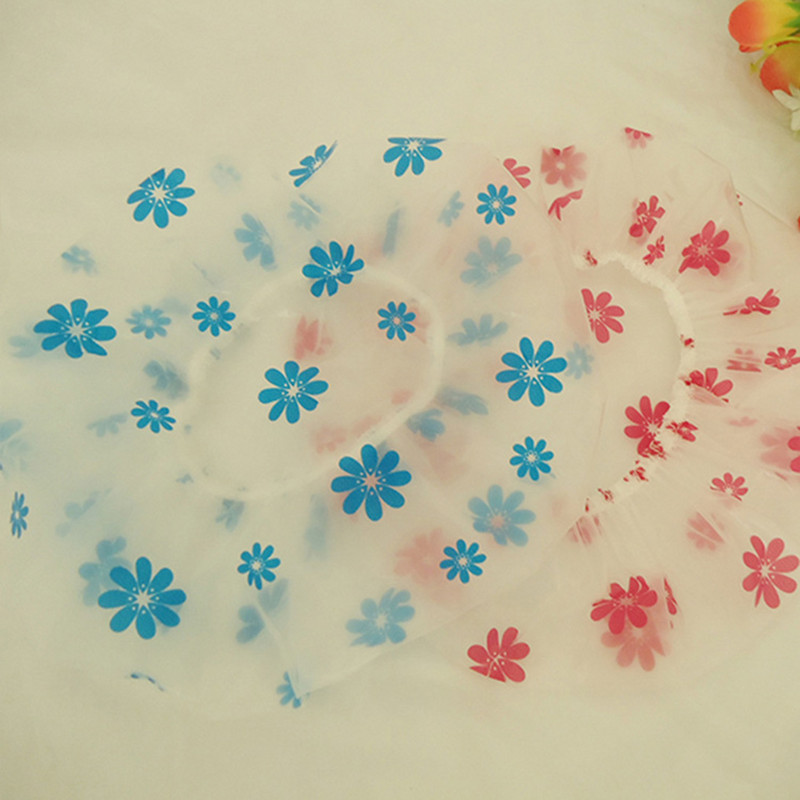 Elastinė vandeniui atspari suaugusiųjų dušo kepurė PE Gėlėta vonios kepurė maudymosi prausimuisi veido makiažo priedai