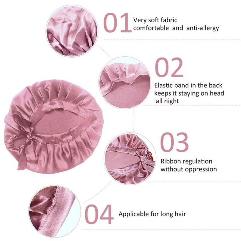 Mulberry Silk Nightcap Miegamoji kepurė gryno šilko plaukų įvyniojimas su reguliuojama elastine juostele Sleeping Beanie