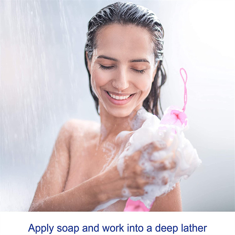 Mīksts pīlings lufas vannas dušas sūklis, garš, elastīgs muguras sūklis ar virvi muguras siksnu ķermeņa ādas veselības tīrīšanas rīks