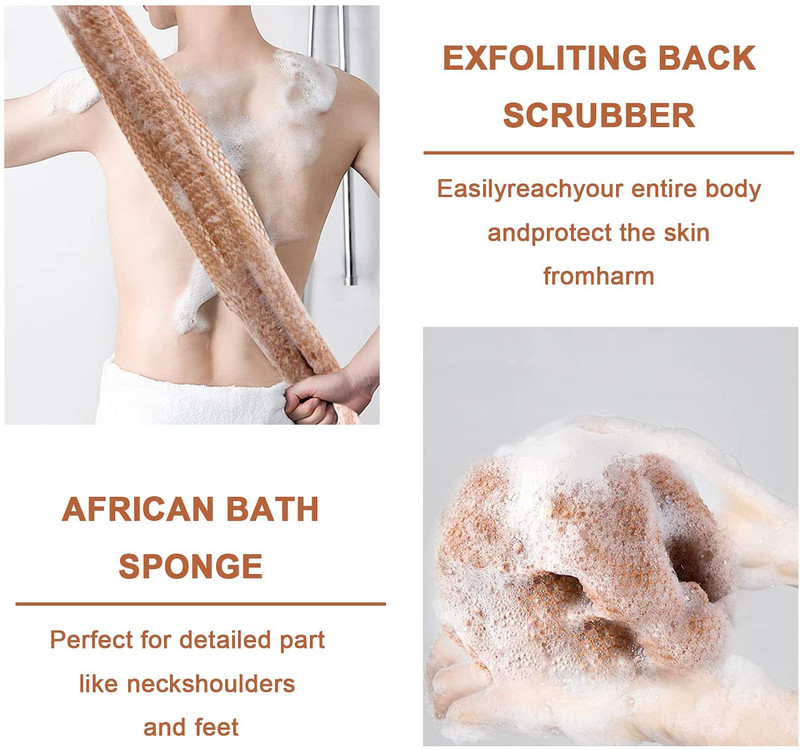 1 gab African Net Sponge, 31,5 collu African Exfoliating Body Net Scrubing Wash Net Washcloth Long peldēšanas sūklis tīkls duša