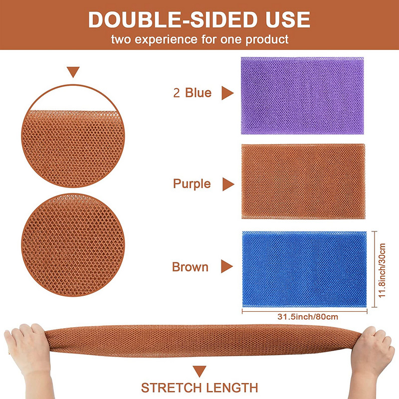 1 gab African Net Sponge, 31,5 collu African Exfoliating Body Net Scrubing Wash Net Washcloth Long peldēšanas sūklis tīkls duša