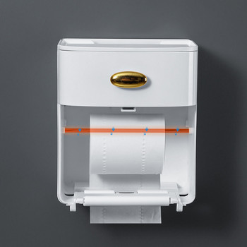 Двуслойна кутия за салфетки Стенен държач за тоалетна хартия Водоустойчива кутия за съхранение Маса за съхранение на мобилен телефон Консумативи за баня