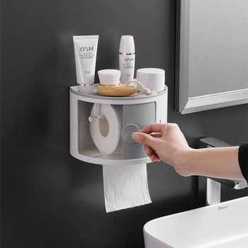 Поставка за държач за тоалетна хартия Многофункционална водоустойчива монтирана на стена Кутия за тоалетни кърпички Ролна кутия за съхранение на хартия Аксесоари за баня