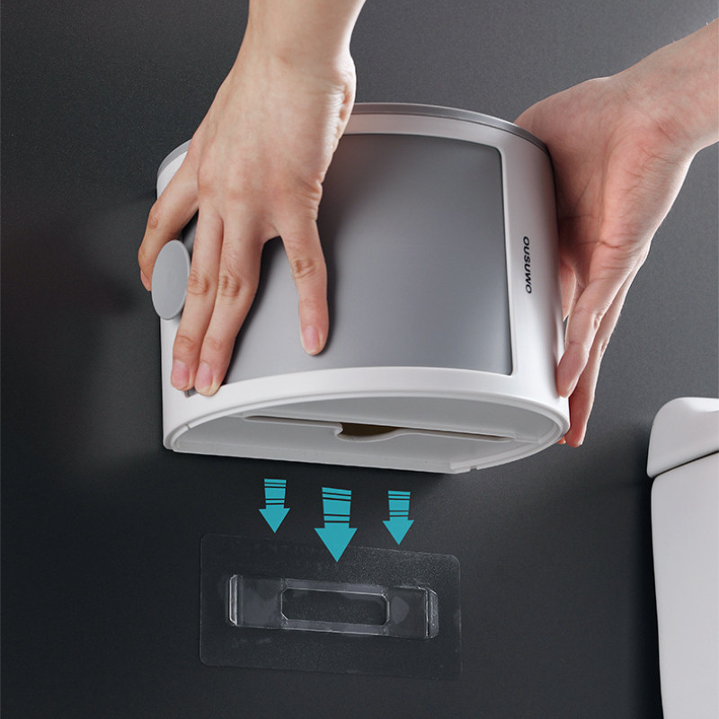 Tualetes papīra turētājs Daudzfunkcionāls ūdensnecaurlaidīgs pie sienas stiprināms tualetes salvešu kastīte rullopapīra glabāšanas kaste Vannas istabas piederumi