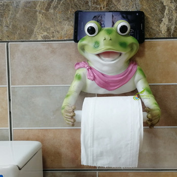 Δημιουργική προσωπικότητα βάτραχος κρεμάστρα χαρτιού τουαλέτας επιτοίχια κρεμάστρα θήκης για χαρτοπετσέτα μπάνιου χωρίς γροθιά Ρολό χαρτιού υγείας DyuIhr