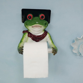 Индивидуална творческа поставка за тоалетни кърпички жаба Стенен монтиран без перфорация Поставка за салфетки за баня Закачалка Ролка за тоалетна хартия DyuIhr