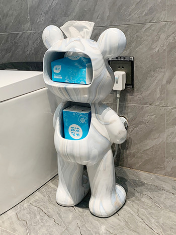 Творчески статуи на мечки Кутия за тоалетни кърпички Домашен декор Кухненска кутия за извличане на хартия Декорация на пода в хола Скулптури в скандинавски стил