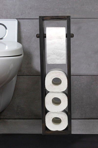 Uldemart dekoratīvais koka tualetes ruļļu turētājs, plaukts vannas istabas piederumu komplekta dekors