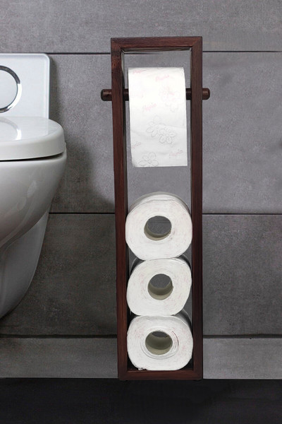 Uldemart dekoratīvais koka tualetes ruļļu turētājs, plaukts vannas istabas piederumu komplekta dekors