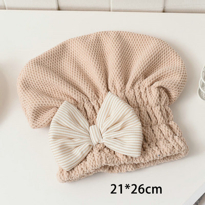 Coral Velvet vannas aksesuāri ar Bowknot Dry matu dvieli Ātri žūstoša matu cepure, īpaši absorbējoša sievietēm, pārnēsājama dušas cepure