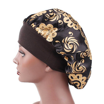 Многофункционална шапка за спане Грижа за косата Боне с печат Полиестер Нощна шапка за сън Нощна шапка с широка периферия