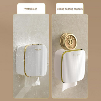 Удобна кутия за съхранение на хартия Спестяваща място кутия за кърпички Влагоустойчива кутия за държач за тоалетна хартия за баня