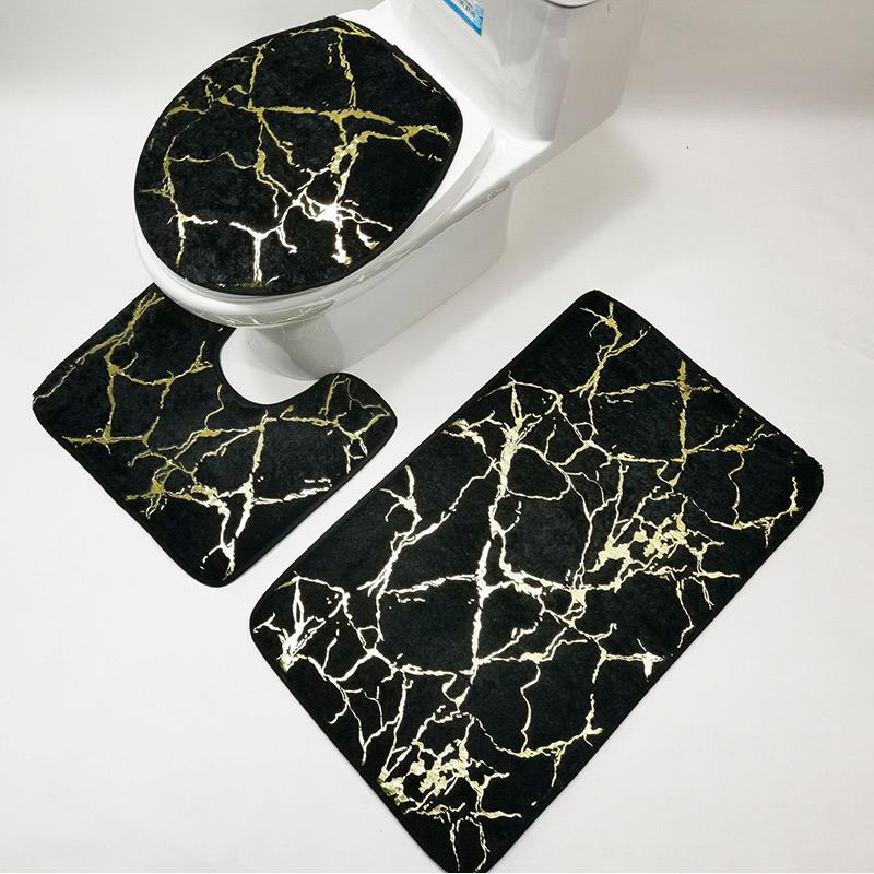 Naujas flanelinis kiliminis vonios tualetas, 3 rinkinių juostelių spausdinimas, neslystantis, atsparus dilimui kilimėliai Vonios kambario dušo kilimėliai Priedai 2022 m.