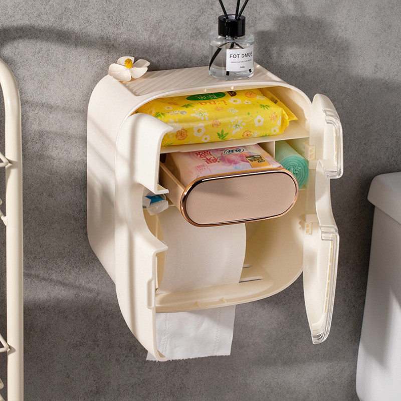 Zidni držač toaletnog papira Vodootporna kutija za maramice Polica Prijenosni držač toalet papira Kutija za pohranu proizvoda u kupaonici